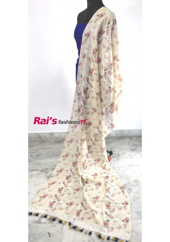 Handloom Linen By Linen Digital Print Dupatta(30OCE3605)